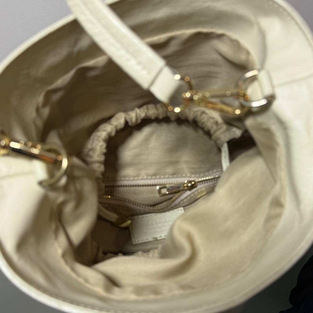 Divina Firenze Bucket Bag Women's Medium Cream Good Woven Leather Made in Italy - Picture 4 of 10
